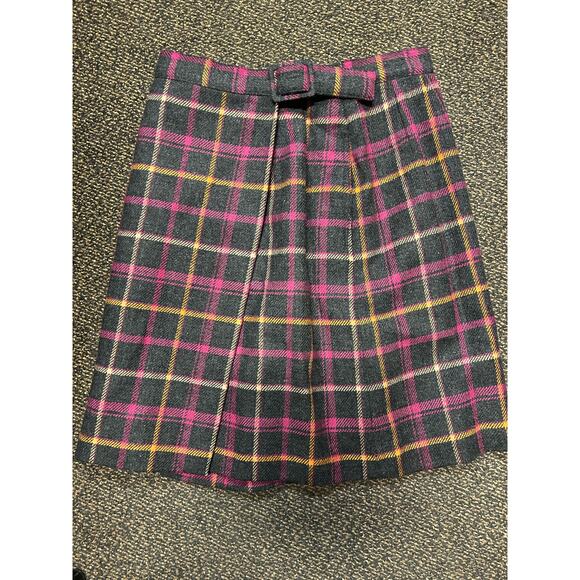Checkered A-Line Anne Klein Pink and Gray Skirt with a Built In Belt Size 6 - Picture 3 of 7